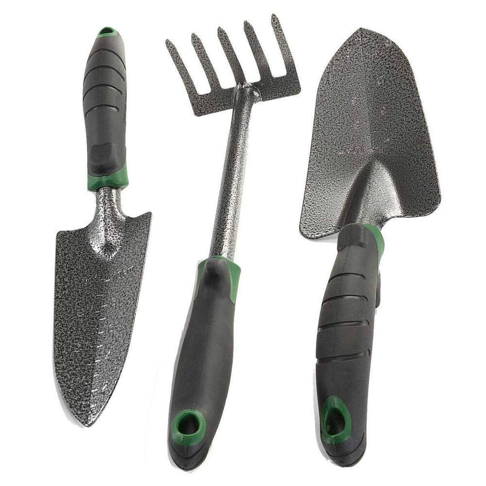 3-Piece Heavy-Duty Garden Tool Set with Bend-Proof Design-Hand Trowel, Tran