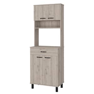 Pinion 1-Shelf Light Gray MDF Mid-Century Modern Kitchen Pantry Cabinet