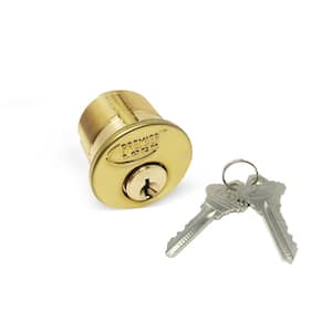 1-1/8 in. Solid Brass Mortise Cylinder with Brass Finish, SC1 (Pack of 12, Keyed Alike)