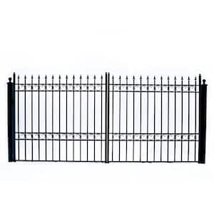 Oslo Style 12 ft. x 6 ft. Black Steel Dual Swing Driveway Fence Gate