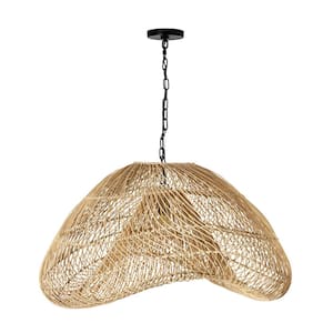 Bramo 100 -Watt 1 Light Natural Pendant Light with Rattan Wood Shade, No Bulb Included