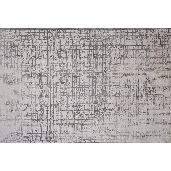 2 ft. x 8 ft. Gray, Ivory Abstract Area Rug