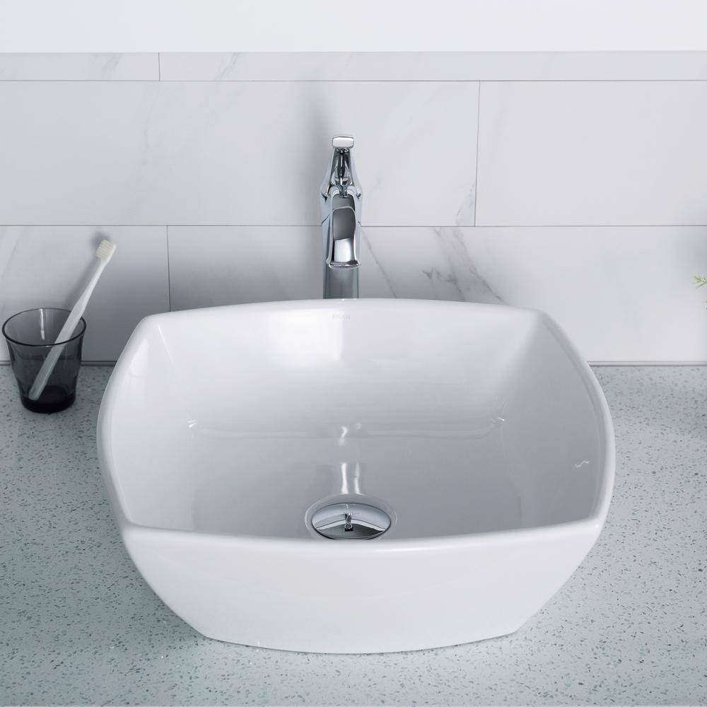 16.5 Inch White Ceramic Square Vessel Sink