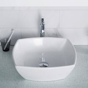 Elavo Flared Square Ceramic Vessel Bathroom Sink in White