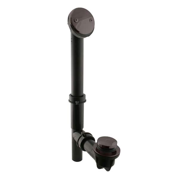 Westbrass 14 in. Black Poly Bath Waste & Overflow with Tip-Toe Drain Plug and 2-Hole Faceplate, Oil Rubbed Bronze