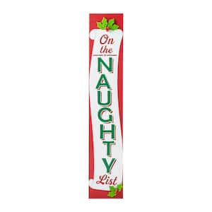 42 in. H Double Sided Christmas Wooden On The Naughty/Nice List Porch Sign