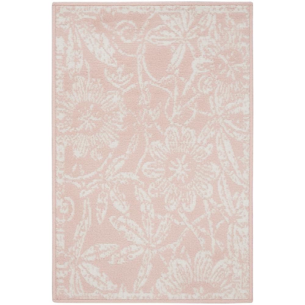 Handmade Blue Floral Synthetic Rectangular Rug 2 ft x 3 ft