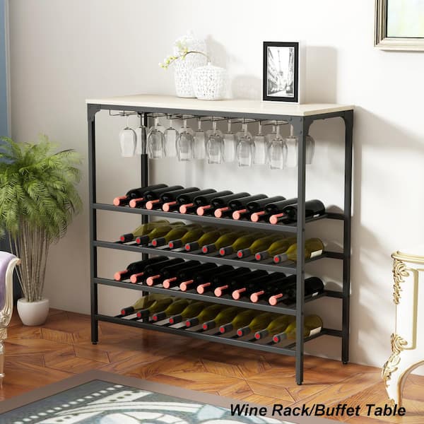 4 Wine Bottle Holder, Floral Wooden Trunk (8 x 13.8 x