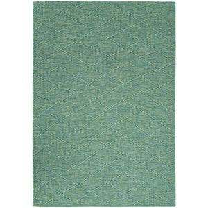 Washable Solutions Blue/Green 7 ft. x 10 ft. Diamond Contemporary Area Rug
