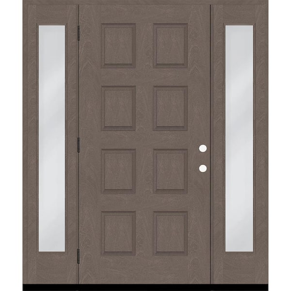 Steves & Sons Regency 70 in. x 96 in. 8-Panel RHOS Ashwood Stain Mahogany Fiberglass Prehung Front Door with Dbl 12in. Sidelites