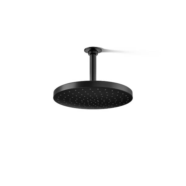 KOHLER Awaken 1-Spray Patterns with 1.75 GPM 9.88 in. Ceiling Mount Fixed Shower Head in Matte Black