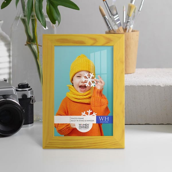 Woodgrain 5 in. x 7 in. Sunflower Yellow Picture Frame