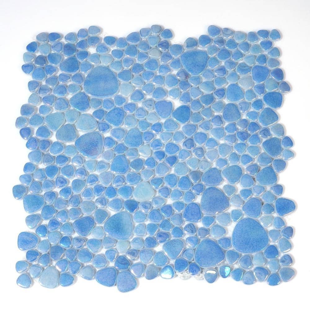 Glass Tile Love Purest 12 in. X 12 in. Pebble Glass Mosaic Tile (10.76 sq. ft./case) 1010457914, Ideal for Kitchen Tile, Backsplash Tile, Bathroom Tile, and Pool Tile