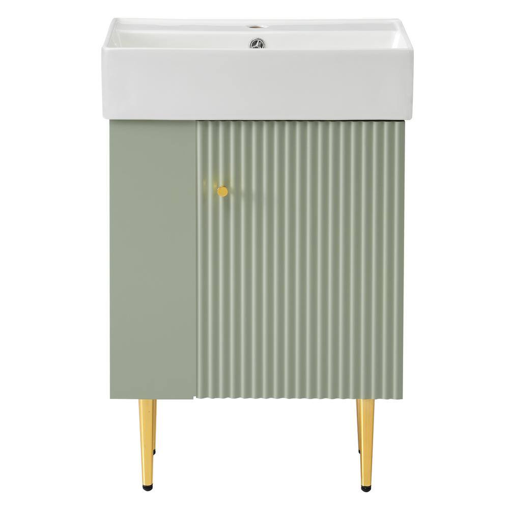 21.6 in.W x 12.2 in.D x33.9 in. H Green Freestanding Bathroom Vanity, Left 
