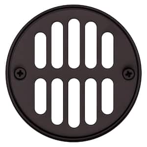 Round Brass Shower Strainer Grid Drain Cover with Crown Ring, Oil Rubbed Bronze