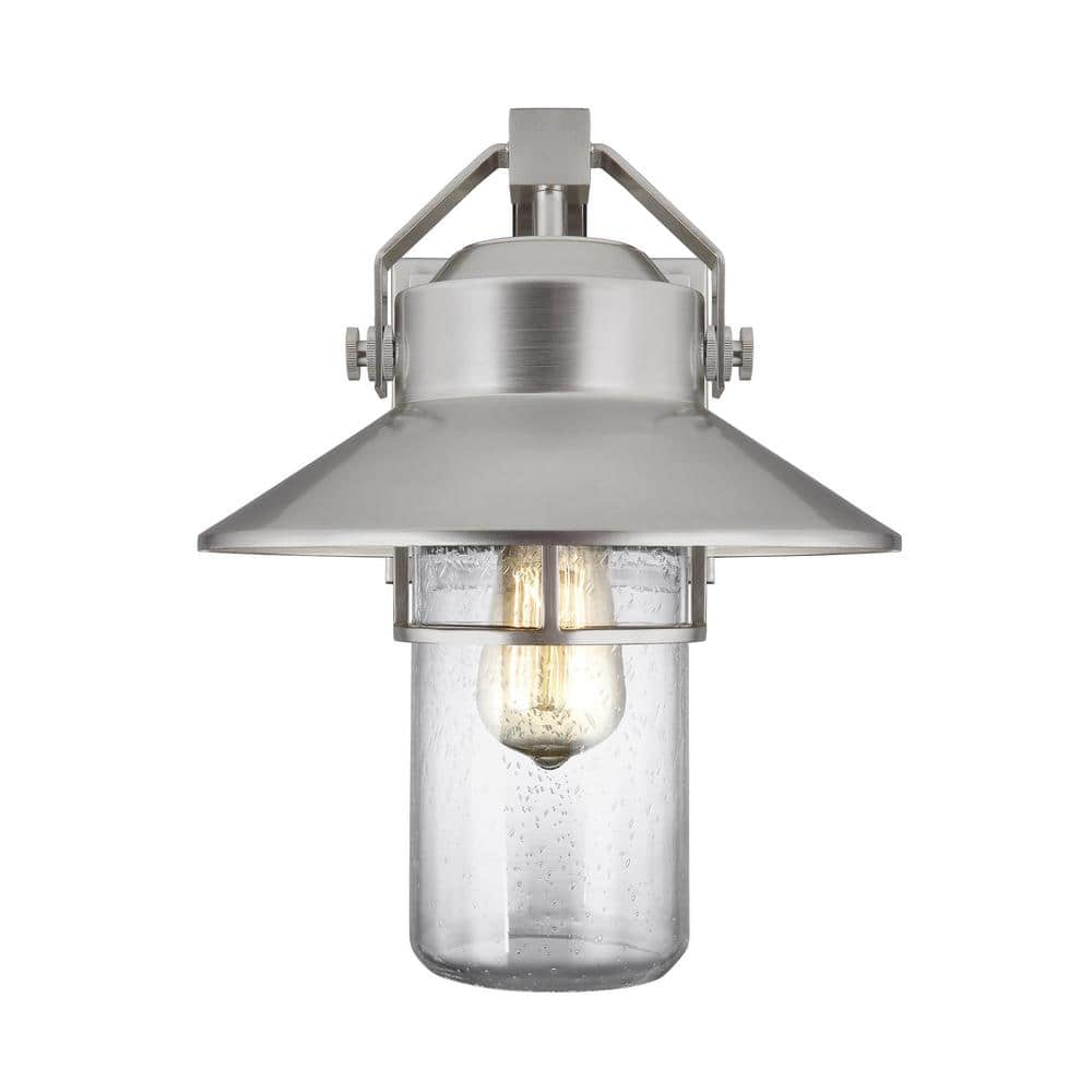 Boynton 1-Light Painted Brushed Steel Finish Outdoor 13 in. Wall Lantern Sconce -  Generation Lighting, OL13901PBS