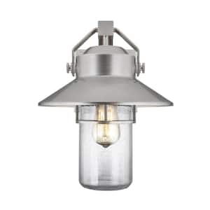 Boynton 1-Light Painted Brushed Steel Finish Outdoor 13 in. Wall Lantern Sconce