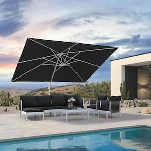 10 ft. x 13 ft. Outdoor Patio Cantilever Umbrella White Aluminum Offset 360° Rotation Umbrella in Gray