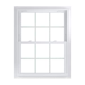 37.75 in. x 48.75 in. 70 Series Low-E Argon Glass Double Hung White Vinyl Fin with J Window with Grids, Screen Incl