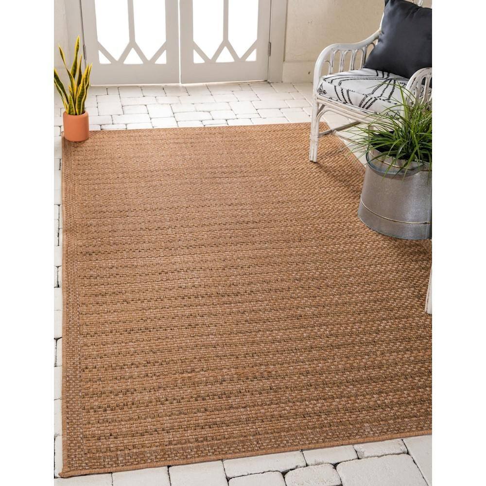 Light Brown Rectangular Stripe Synthetic Outdoor Rug 2'2" x 3'1"