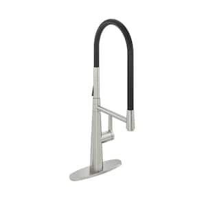 Single-Handle Standard Kitchen Faucet with FastMount and Deckplate Included in Brushed Nickel