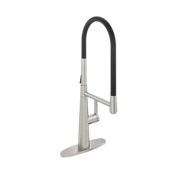 CASAINC Single-Handle Standard Kitchen Faucet with FastMount and Deckplate Included in Brushed Nickel