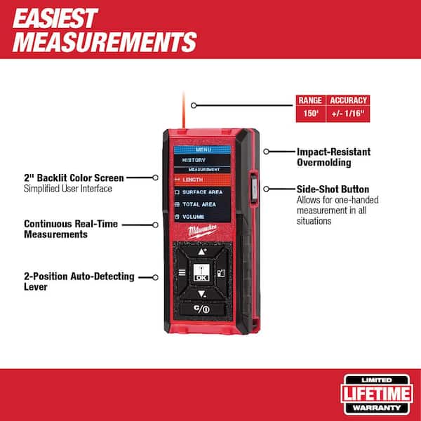 Milwaukee - M12 12-Volt Lithium-Ion Cordless Green 125 ft. Cross Line and Plumb Points Laser Level Kit with Laser Distance Meter