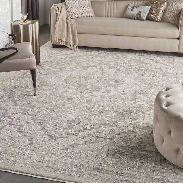 Nyle Ivory Taupe 8 ft. x 10 ft. Vintage Persian Area Rug