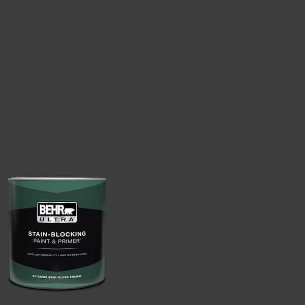 BEHR ULTRA 1 qt. Black Semi-Gloss Enamel Exterior Paint & Primer