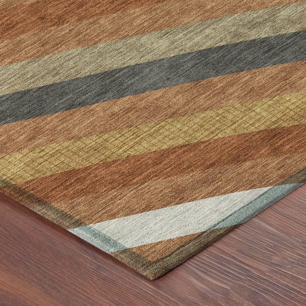 Chantille Machine Washable Indoor/Outdoor Abstract ACN2467 Terracotta 8 ft. x 10 ft. Area Rug