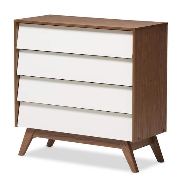 Baxton Studio Hildon 4-Drawer White Chest of Drawers