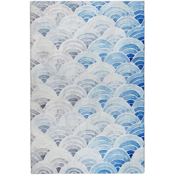 Dream Shag Premium Machine Washable Abstract ADS184 Blue 3 ft. x 5 ft. Area Rug