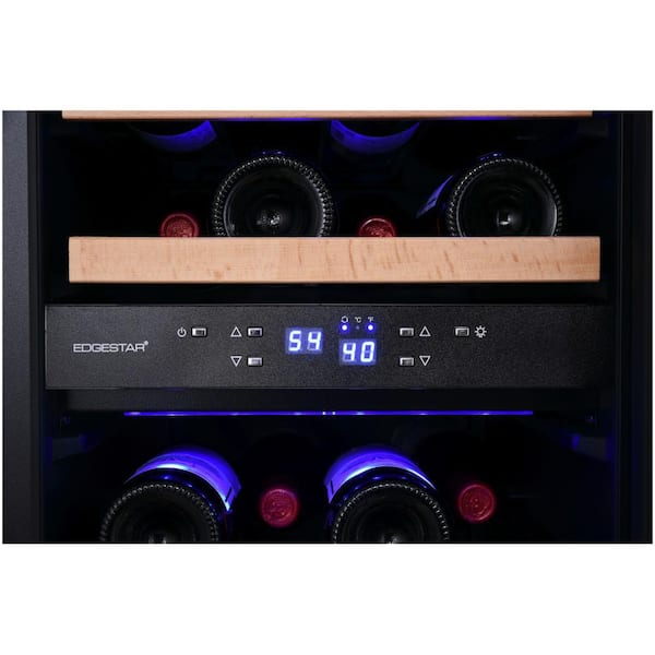 EdgeStar - 15 in. Dual Zone 26-Wine Bottles Beverage and Wine Cooler in Stainless Steel