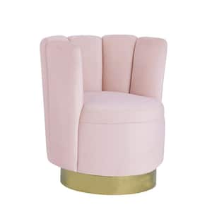 Hina Velvet Pink Swivel Round Bucket Chair