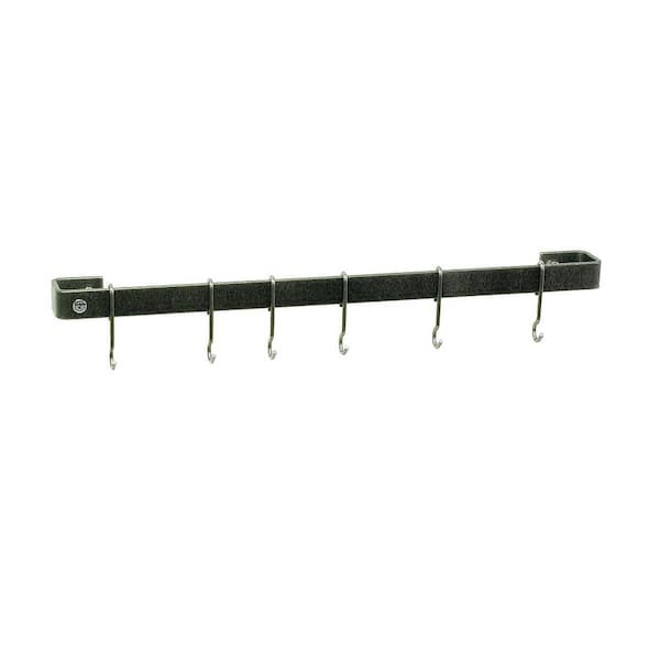 Handcrafted 30 in. Hammered Steel Wall Rack Utensil Bar with 6-Hooks