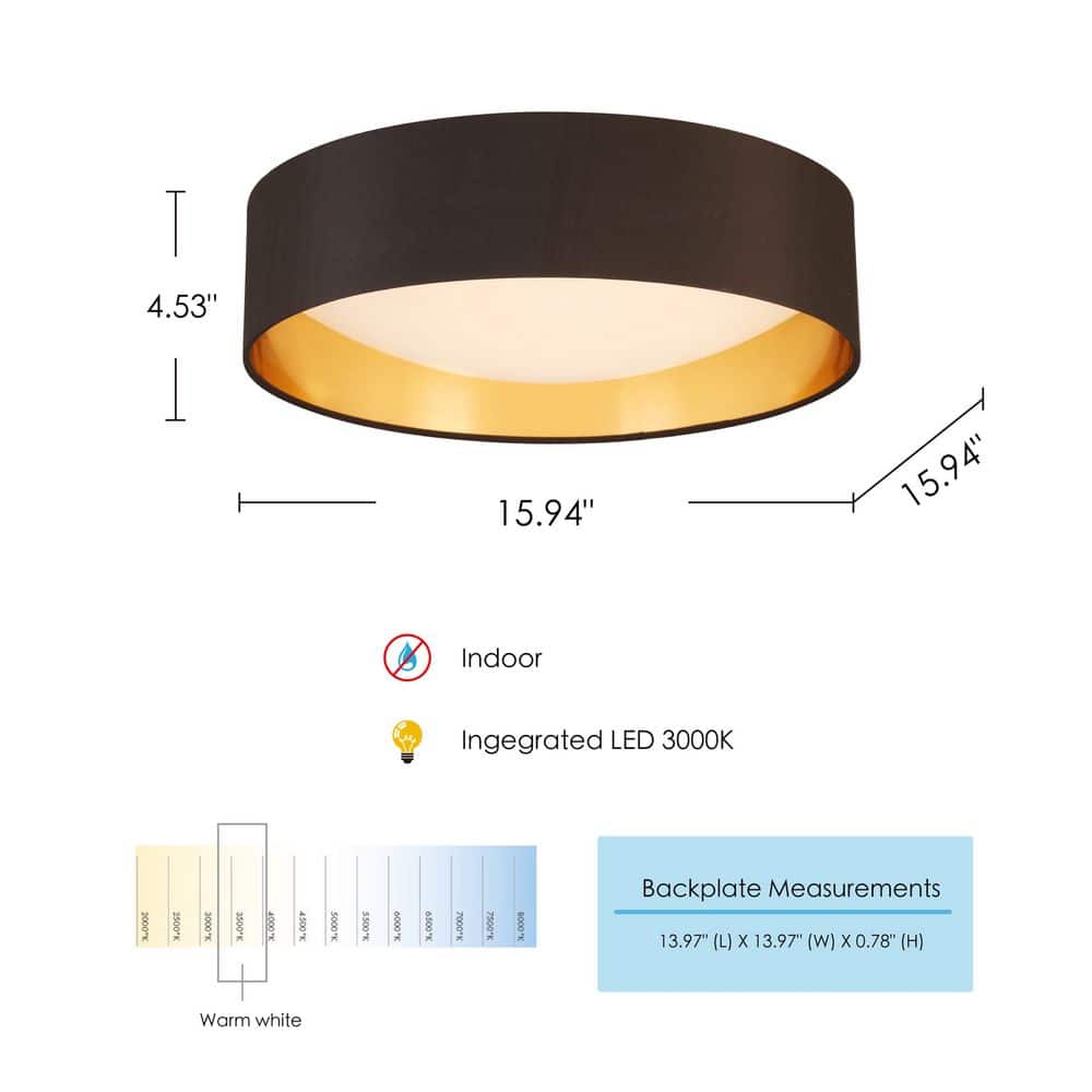Modern Brushed Nickel 16" Drum LED Flush Mount Ceiling Light