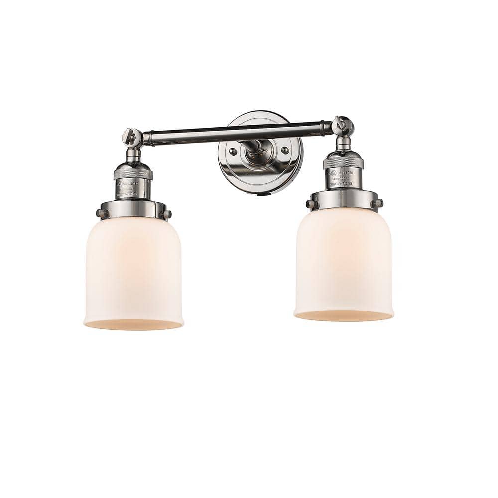 Bell 16 in. 2 Light Matte White, Polished Nickel Vanity Light with White Glass Shade price history on PriceWatchPro