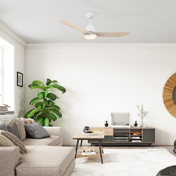 Antrim II 52 in. Dimmable LED Indoor/Outdoor White Smart Ceiling Fan with Light and Remote, Works with Alexa/Google Home