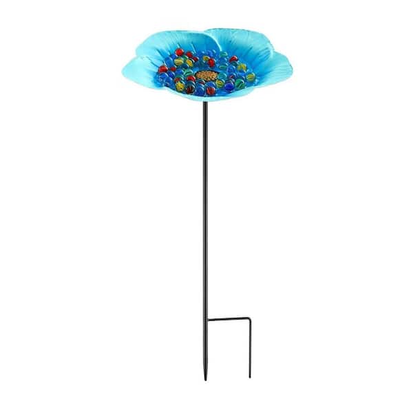 Bee Drinking Station Metal Butterfly Drinking Cup with 30-Colored Glass Marbles Bee Feeding Cup Butterfly Tub