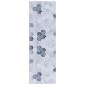 Faux Hide Ivory/Gray 3 ft. x 8 ft. Machine Washable Abstract Solid Color Runner Rug