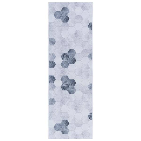SAFAVIEH Faux Hide Ivory/Gray 3 ft. x 8 ft. Machine Washable Abstract Solid Color Runner Rug