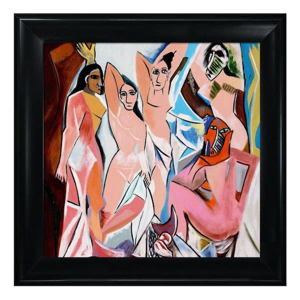 LA PASTICHE Les Demoiselles D'Avignon by Pablo Picasso Black Matte King Framed People Oil Painting Art Print 31 in. x 31 in.