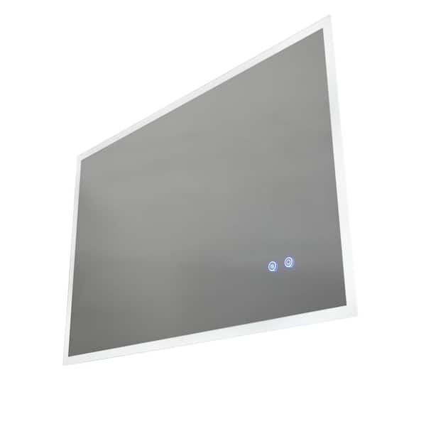 JimsMaison 40 in. W x 31.5 in. H Large Rectangular Frameless Anti-Fog Wall Mounted Bathroom Vanity Mirror in Silver