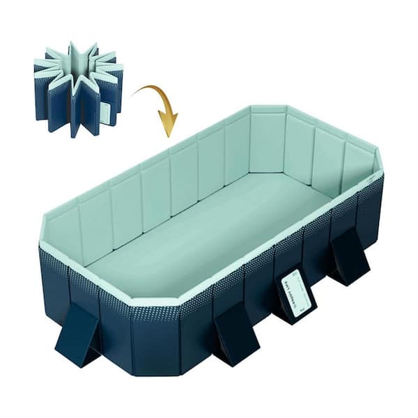 Outdoor & Indoor Folding 5.4 ft. x 3.5 ft. Rectangle 17.71 in. D PVC Swimming Inflatable Pool for Kids, Babies, Adults