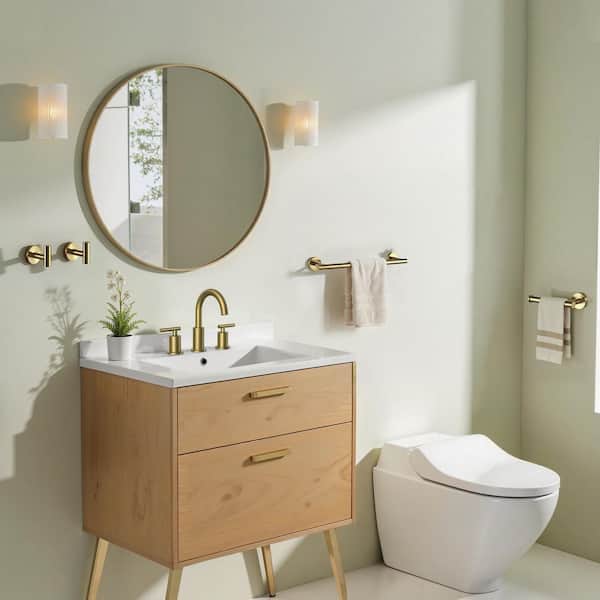 Bathroom Accessories Set Wall Mounted Towel Bar, Toilet Paper Holders and 2 Robe Hooks Gold