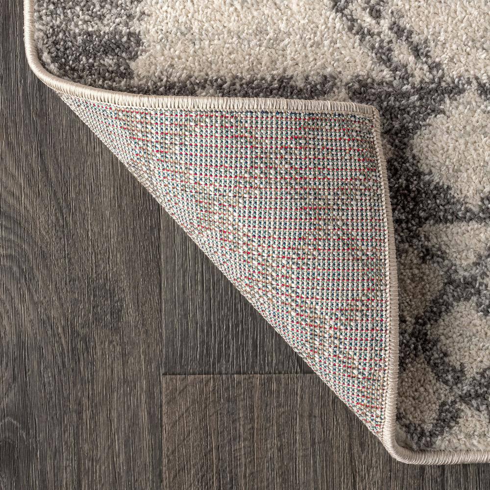 Cream and Gray Geometric Synthetic Square Area Rug