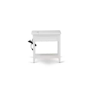 White Finish 1 Drawer Rectangle Nightstand 24 in. x 19 in.