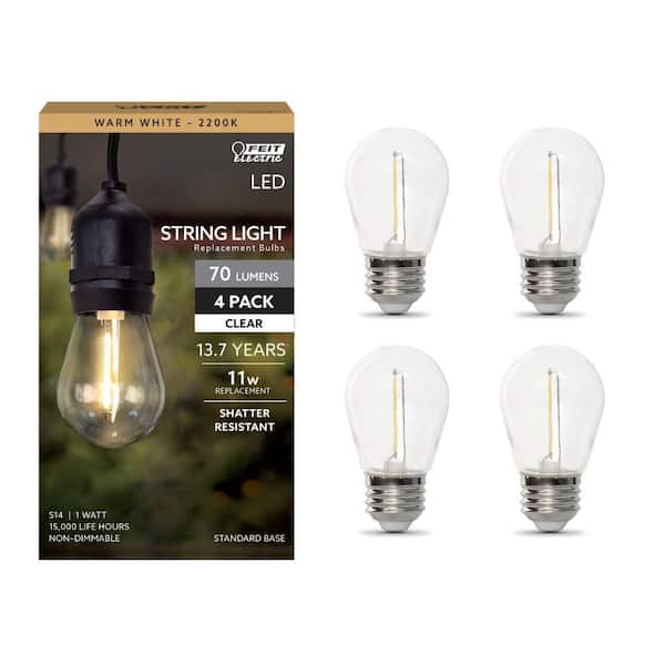 11-Watt Equivalent S14 E26 String Light LED Light Bulb, Warm White 2200K (4-Pack)