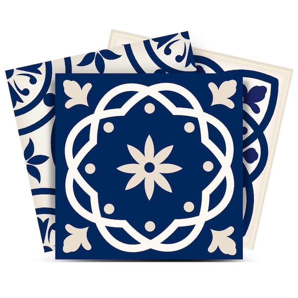 MI ALMA Blue and White SB9 8 in. x 8 in. Vinyl Peel and Stick Tile (24 Tiles, 10.67 sq. ft./pack)