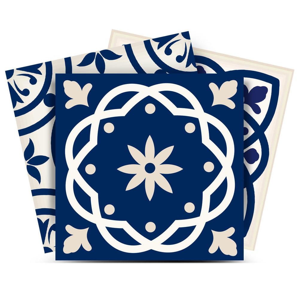 Mi Alma Blue And White Sb9 6 In X 6 In Vinyl Peel And Stick Tile 24 Tiles 6 Sq Ftpack 